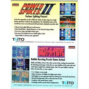 1980s Neo-Geo Arcade Flyer Power Spikes II & Bust-A-Move Taito USA